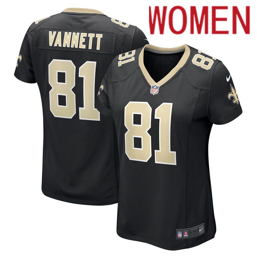 Women New Orleans Saints #81 Nick Vannett Nike Black Game NFL Jersey->women nfl jersey->Women Jersey